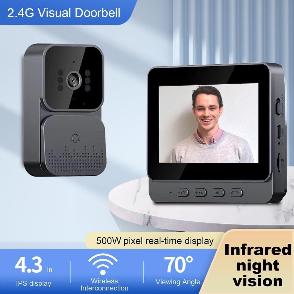 IPS Screen 2.4G Wireless Intercom Doorbell Wireless Smart Video 1080P 4.3 Inch