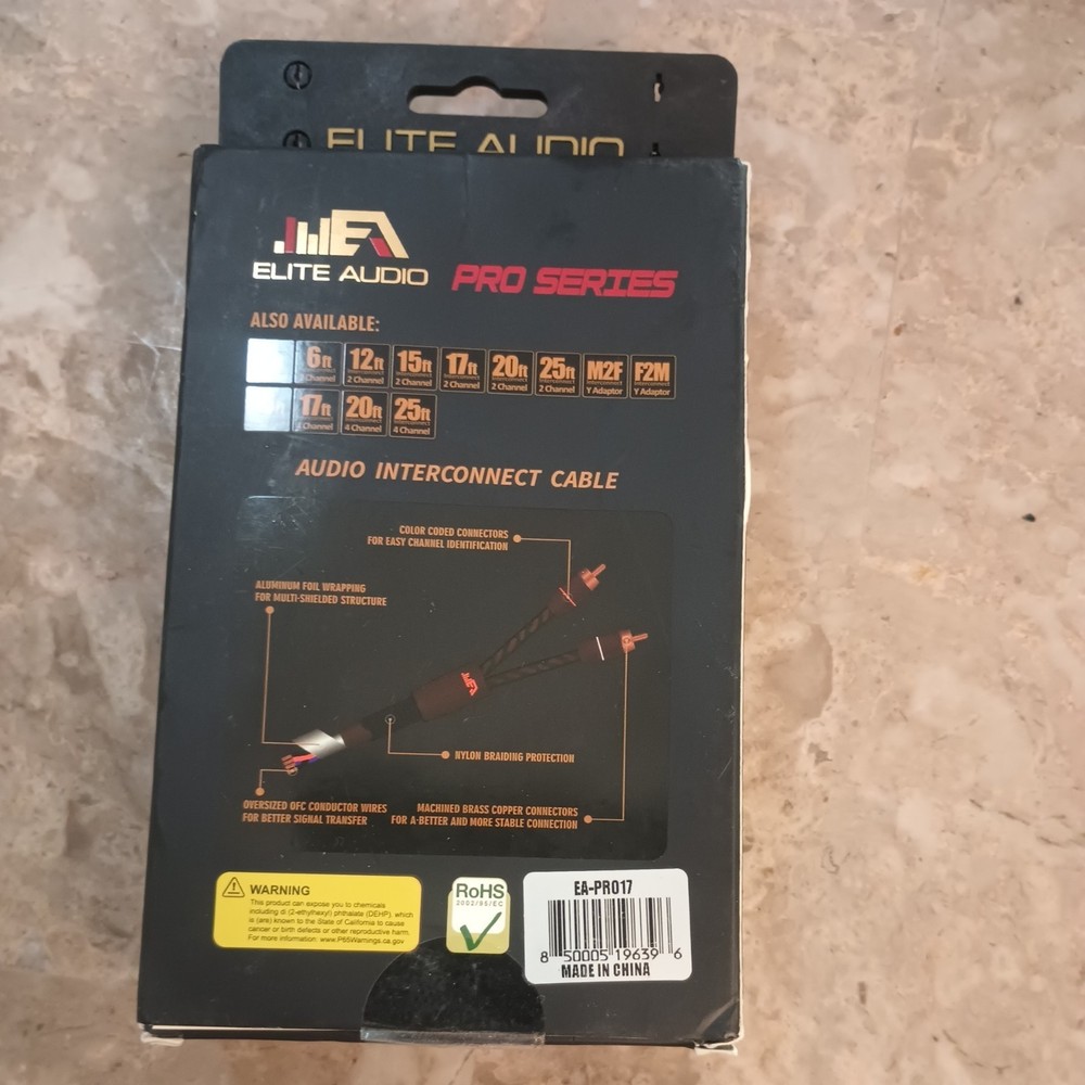 Elite Audio Pro Series 17ft. 2-Channel Audio Interconect Cable