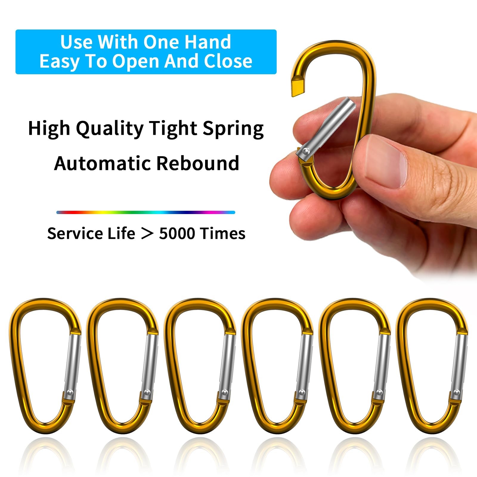 30PCS 2" Mini Carabiner Clips, Small D Shape Carabiner Keychains with 30PCS K...