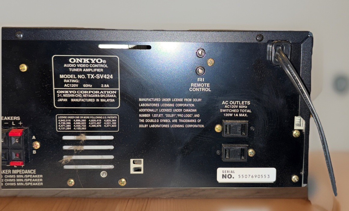 Vintage Onkyo TX-SV424 Receiver Surround Sound Audio Video Controller Amplifier