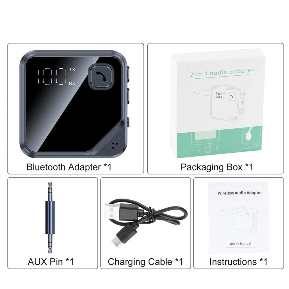 Bluetooth 5.4 Audio Transmitter Receiver for Stereo System Hands-Free Calling