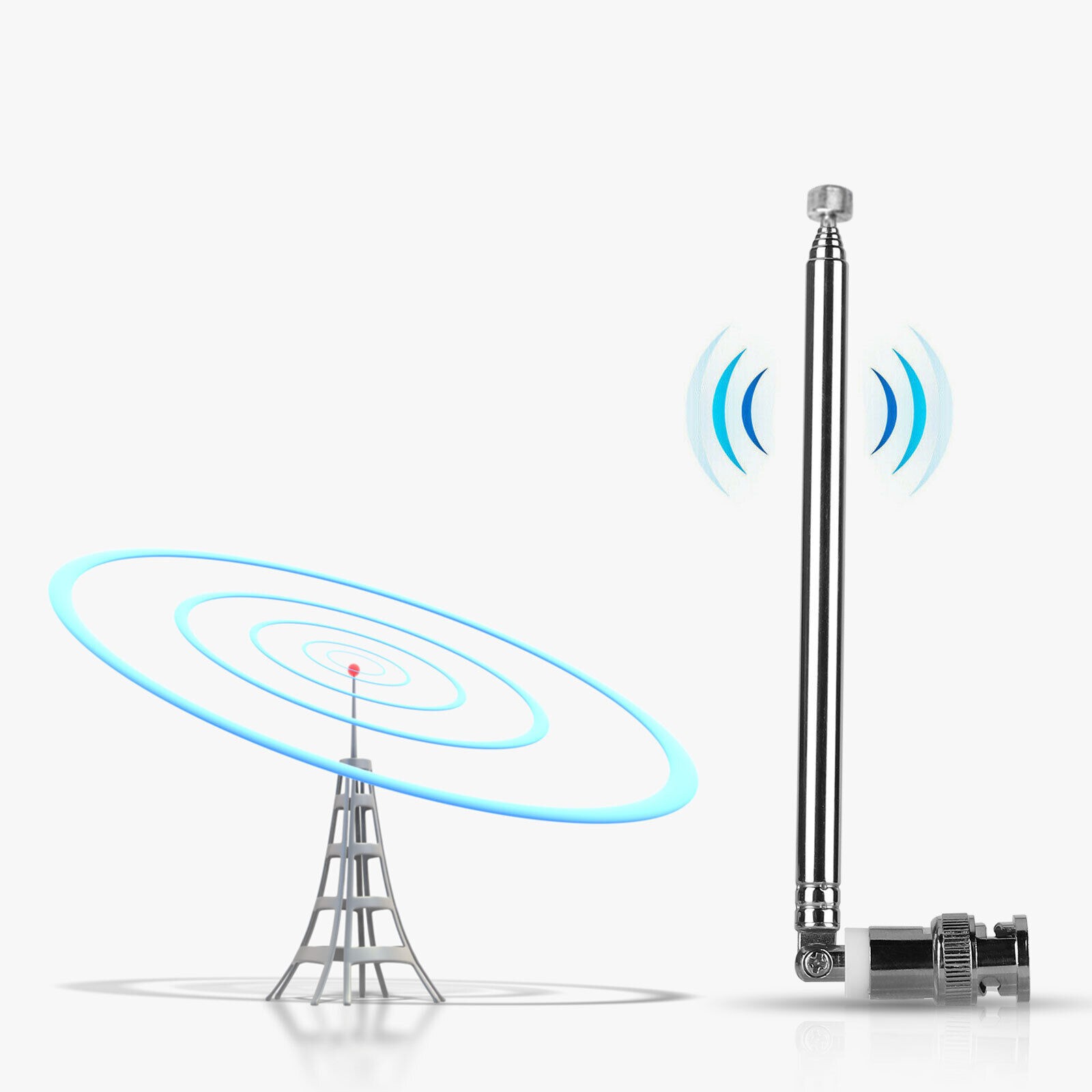 2Pcs/Set VHF/UHF/AM/FM BNC Connector Radio Telescopic Antenna Replacement