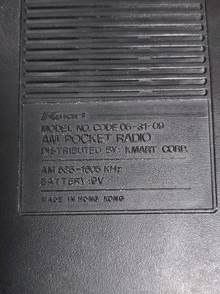 Kmart Solid State AM Transistor Pocket Radio Model 06-31-09