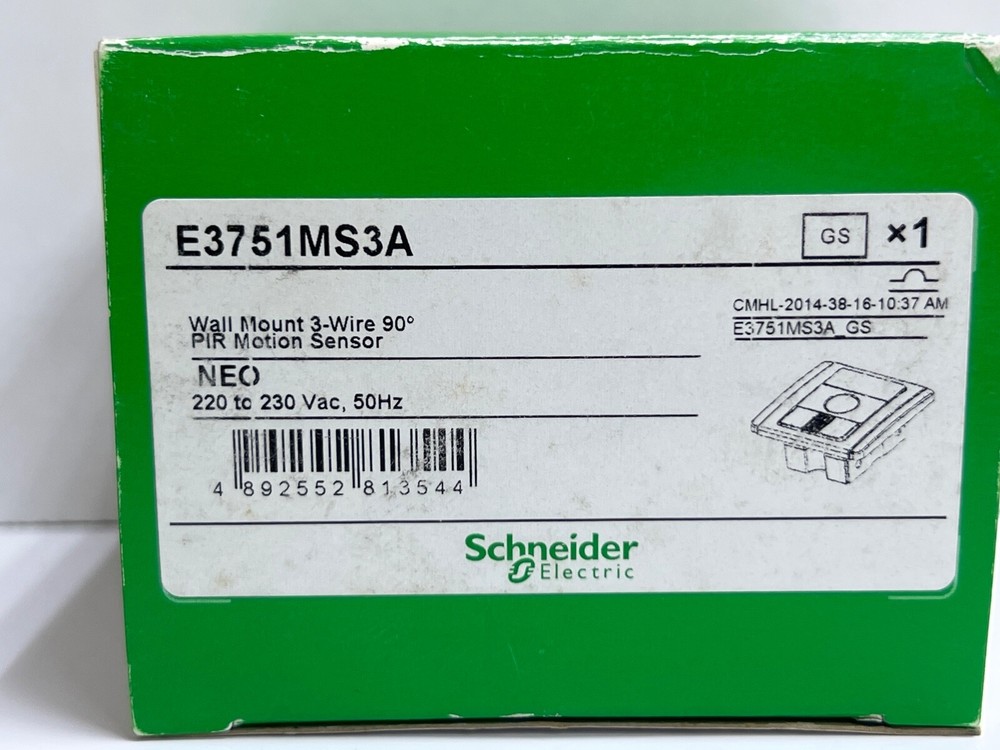 Schneider E3751MS3A Wall Mount 3-wire 90º PIR Motion Sensor E3751MS3A_GS