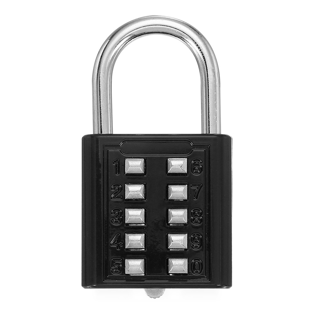 Push Button Combination Padlock 10-Digit 5-Position Lock Black