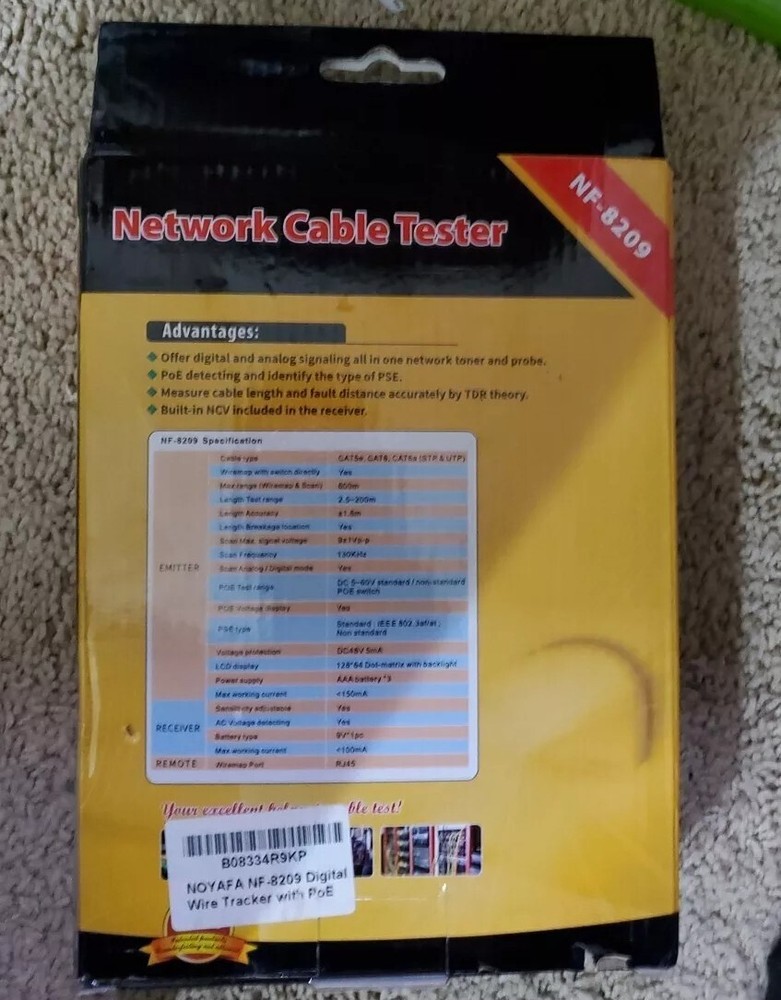 Advanced Network Cable Tester With PoE& NCV & Lamp Wire Tracker Open Box