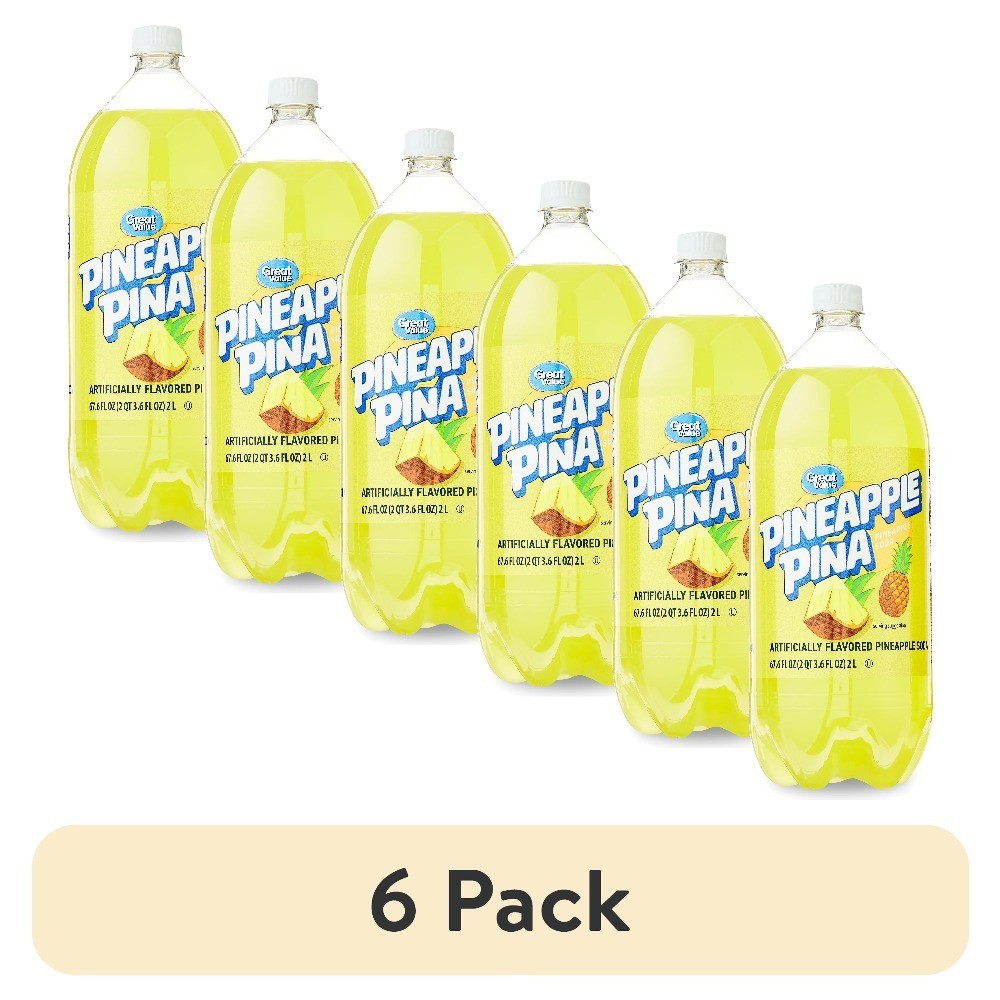 Pineapple Soda 2 Liter Bottle 6 Pack Bulk Cans