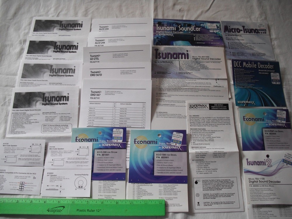 Lot of 40 Assorted DCC Instruction Data Sheets, Brochures Booklets, HO Scale