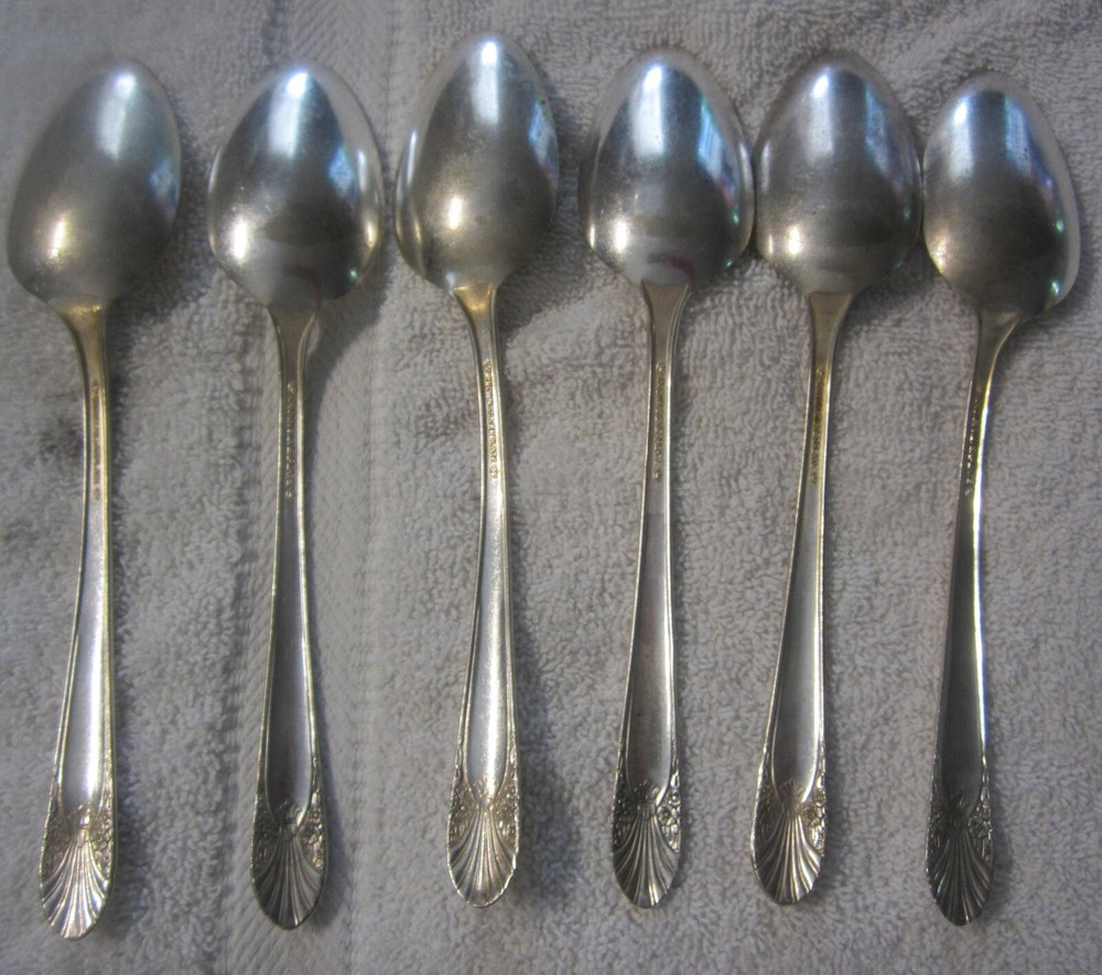 6 lot,set oval soup spoons Vtg INTERNATIONAL CROWN silverplate RADIANCE flatware