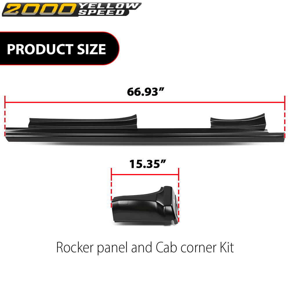 Rocker panel and Cab corner Kit for 14-18 Chevrolet Pickup Silverado Double Cab