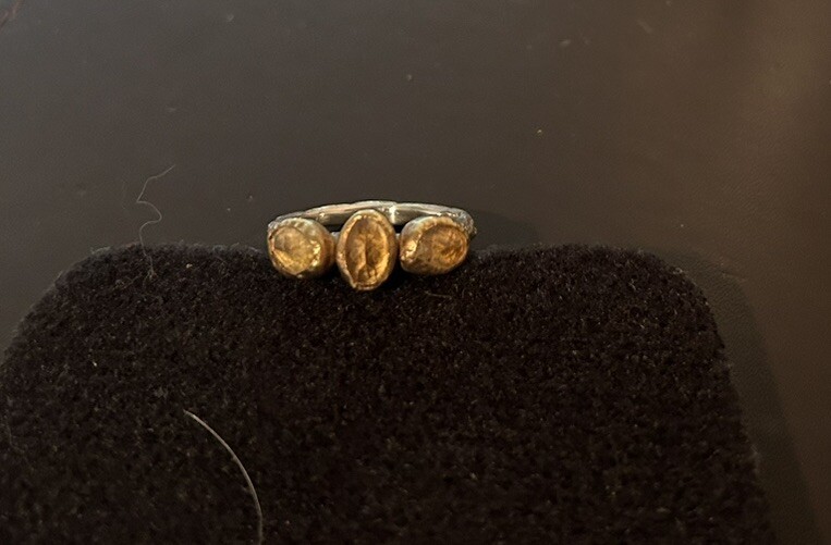 Yellow Citrine 3 Stone Ring