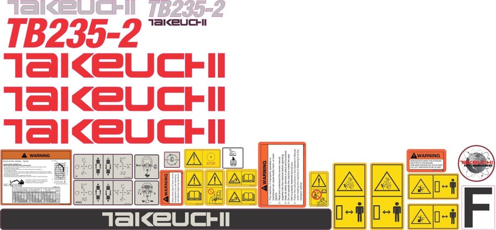 Takeuchi TB235-2 Decal Set- very high quality aftermarket decals