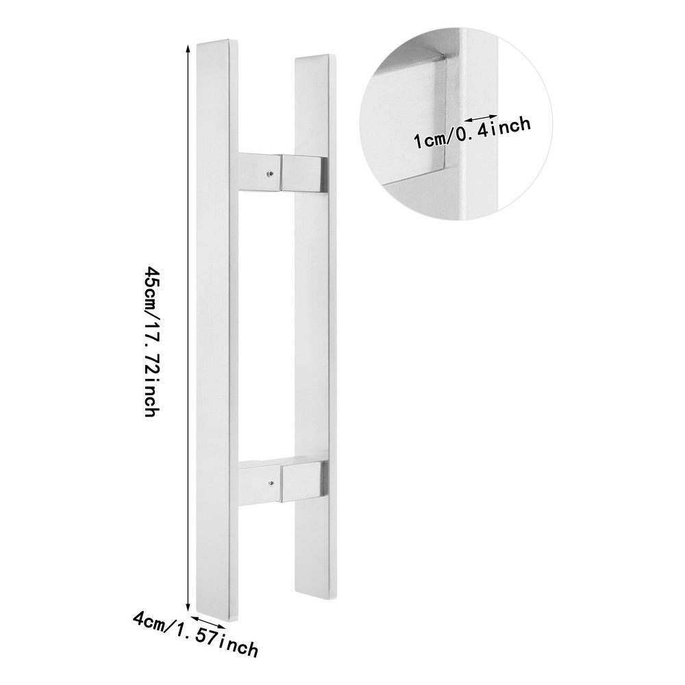 Silver Double Sided Stainless Steel Pull Handles Sliding Door Handle H-shaped