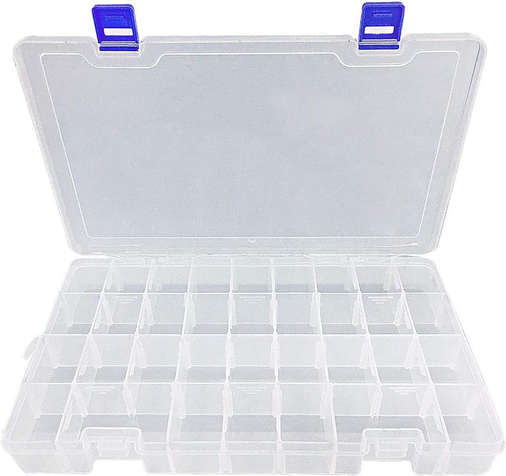 Qualsen Plastic Compartment Box with Adjustable Dividers Craft 2PCS, White