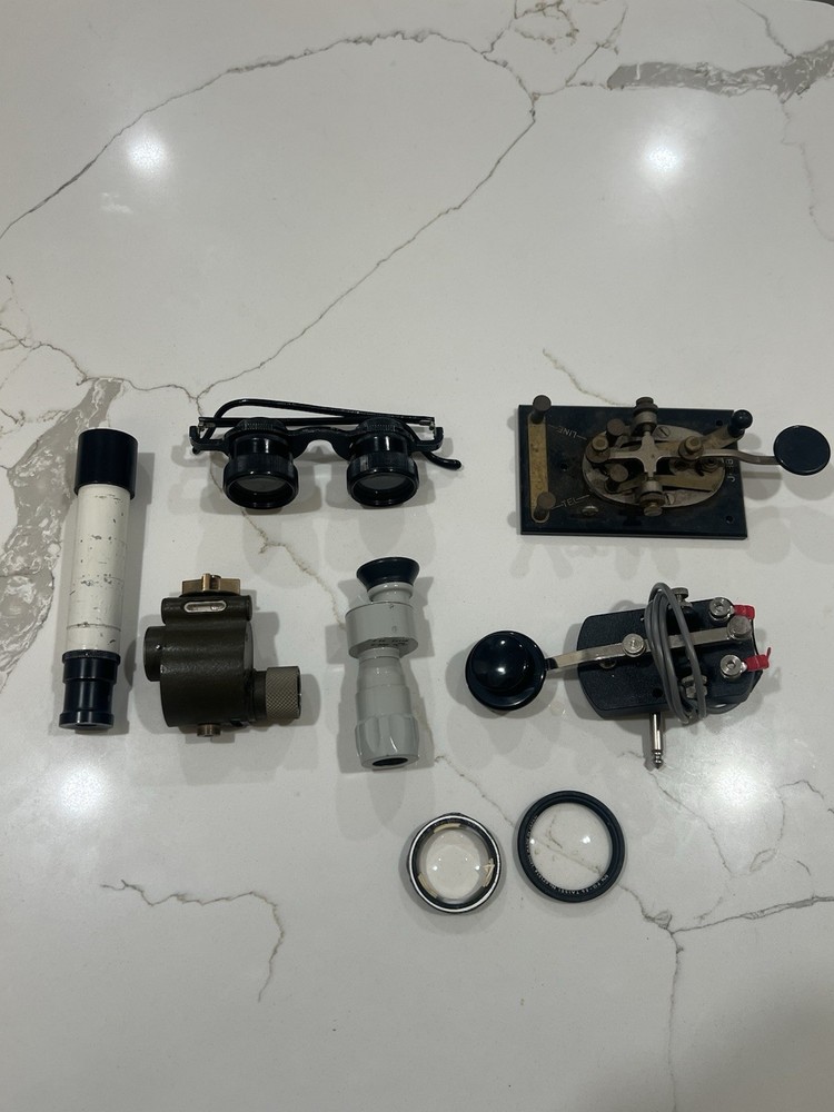 US WW2 M1 Aiming Circle Scope Lens Glasses Moorse Code Equipment Lot