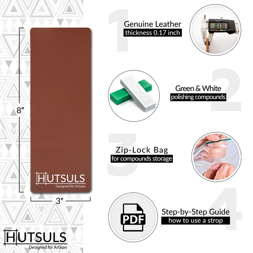 Hutsuls Knife Stropping Leather Sharpening Strop Green White Compound Sharpener