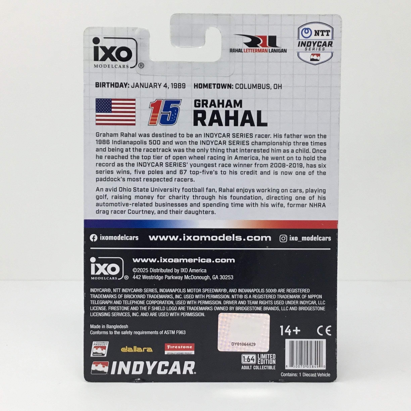 Graham Rahal 2025 Mobil 1 / Rahal Letterman Lanigan 1:64 Diecast