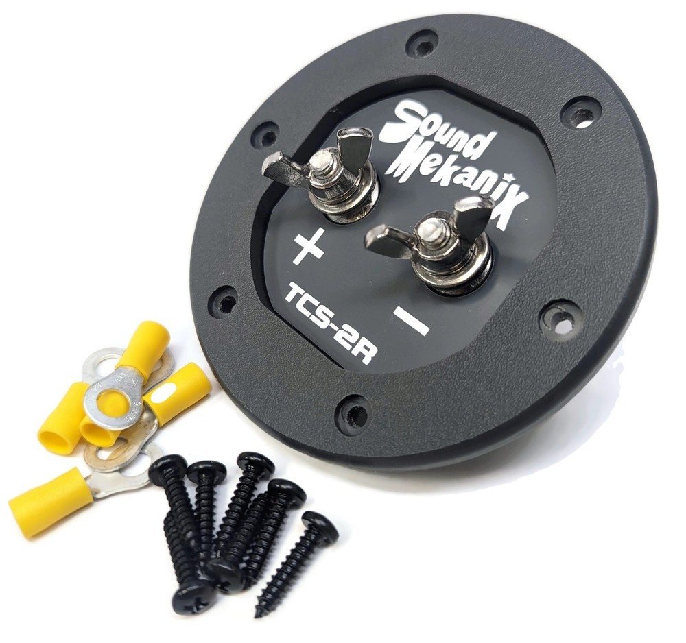 Round Subwoofer Speaker Box Terminal Cup, Single Input - TCS-2R GRAY