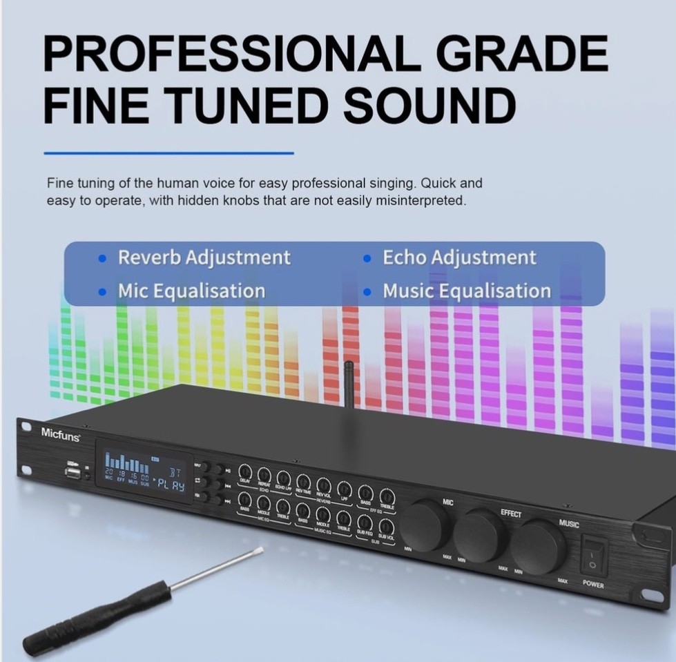 KT900DSP Feedback Suppressor Preamp Preamplifier Karaoke Effector Digital Pre...