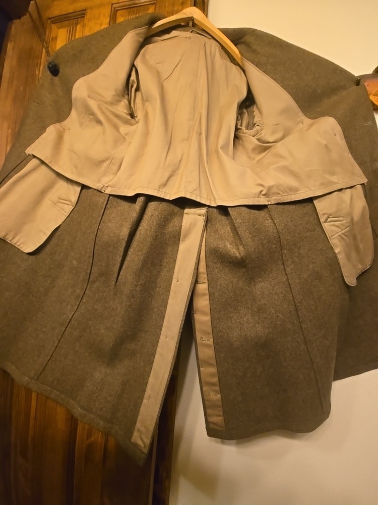 WWII dated 1943 Size 34/S Brown buttons wool overcoat.