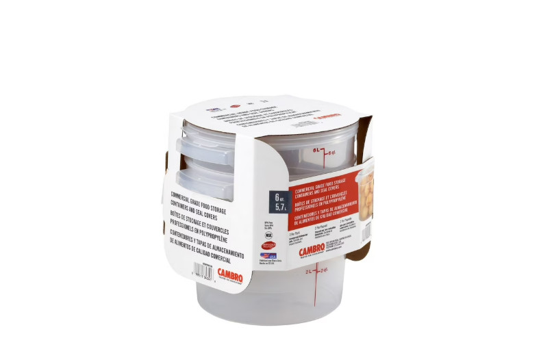 Cambro Round Translucent Container with Lid 6 qt., 2 pk.