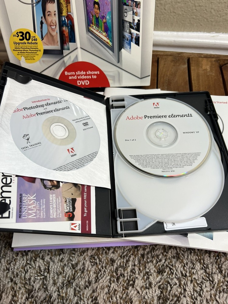 Adobe Photoshop Elements 3.0 And Adobe Premier Elements W/ Books/CD