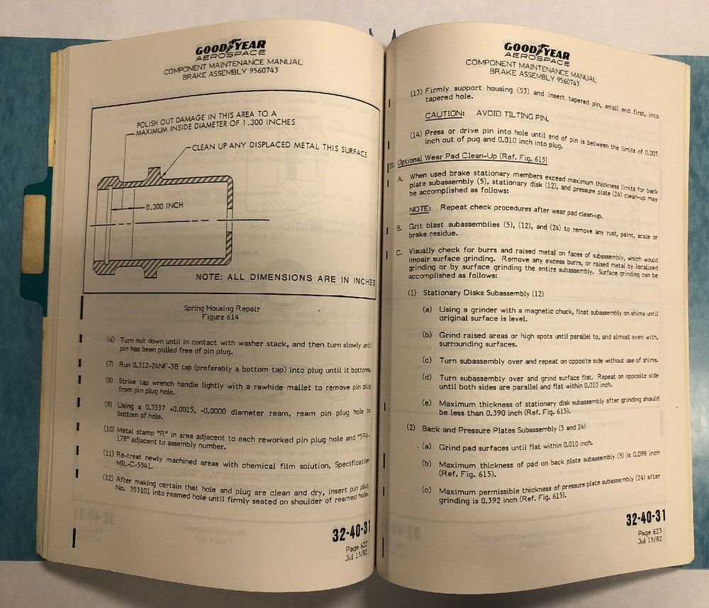 Goodyear AP-252 Brake Assembly Component Maintenance Manual Part No. B9560743