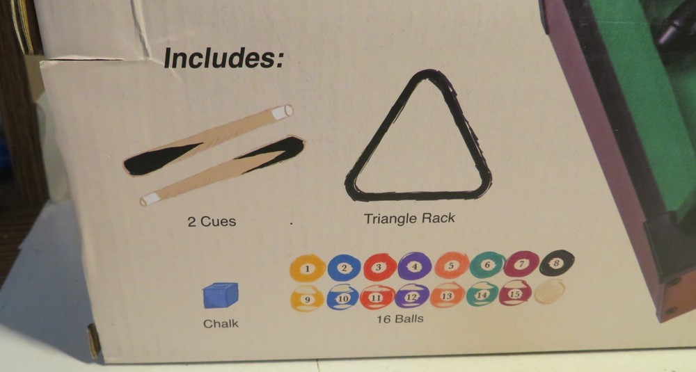 NOS Tabletop Pool Mini Pool Table & Billiard Set Small Billiards Game Real Balls