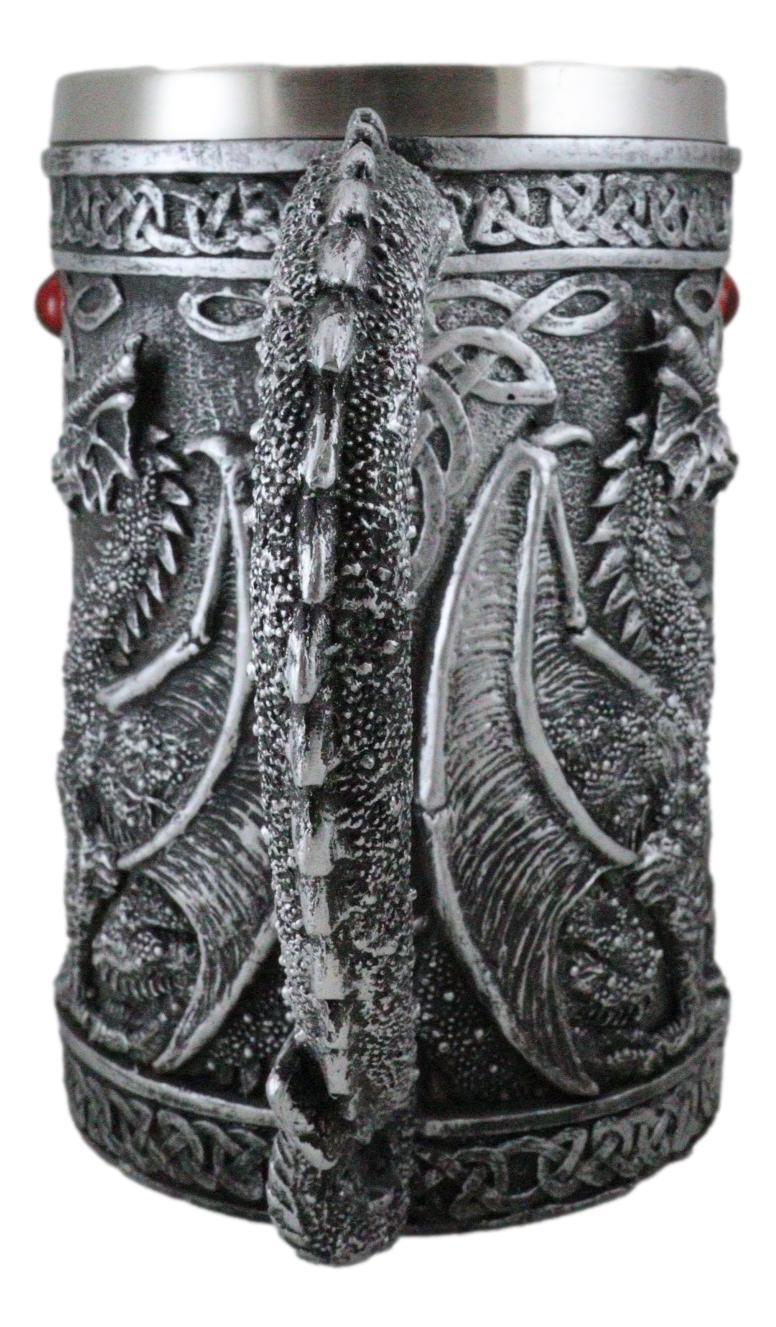 Ebros Gift Large Celtic Twin Dragon Coffee Mug Beer Stein Tankard Cup