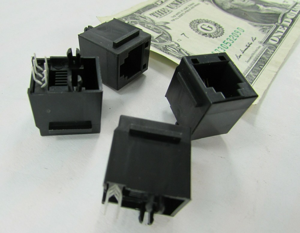 20 Molex Modular Jacks RJ-12 Vertical Top Entry PCB Through Hole 6P6C Panel Ribs
