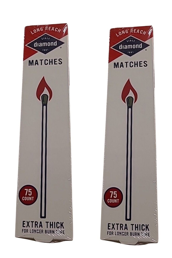 Diamond Greenlight Long Reach Matches Extra Thick, 75-count Each (2 Pack)