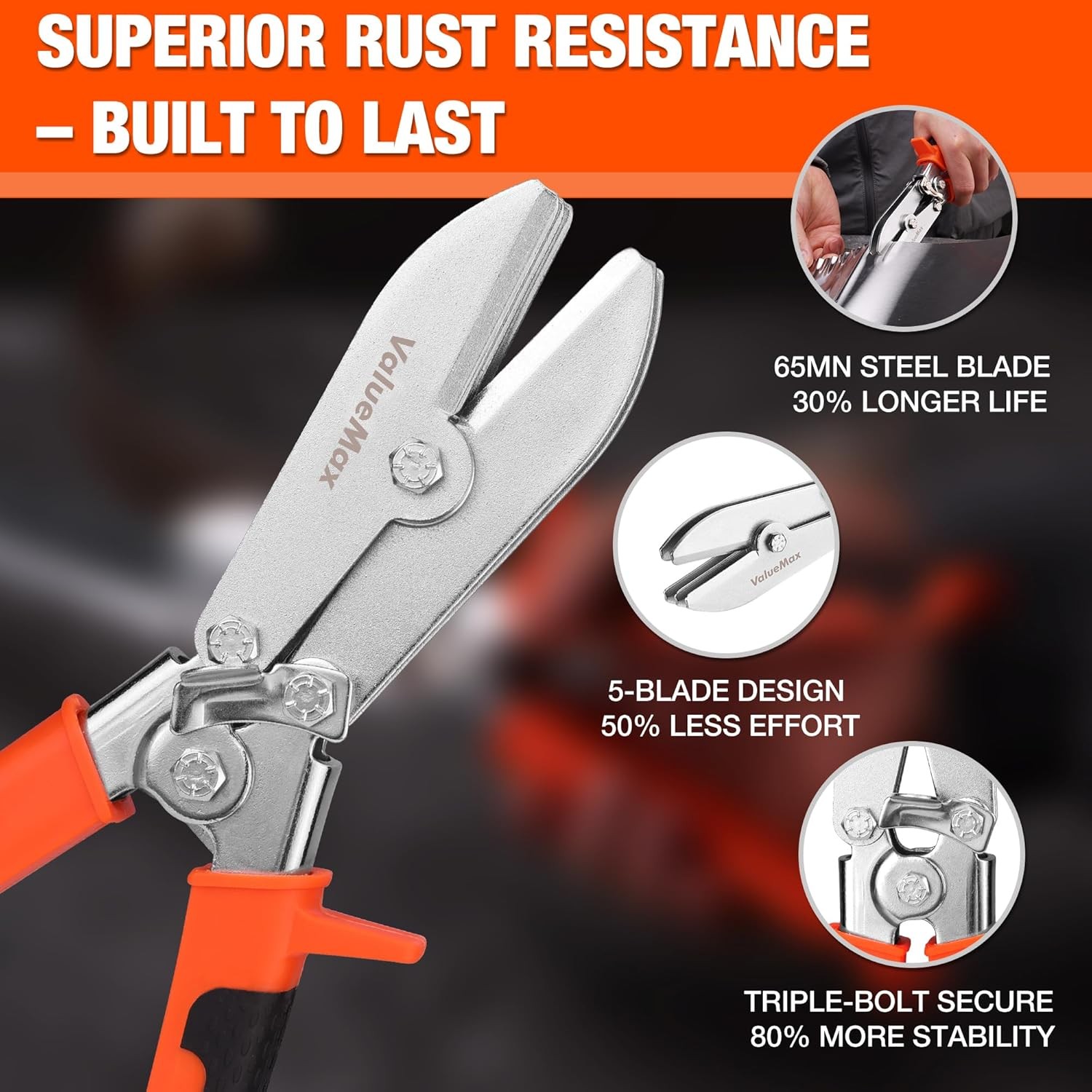 ValueMax 5-Blade Hand Crimpers Sheet Metal Tools for 24-28 Gauge Duct Stove Pipe