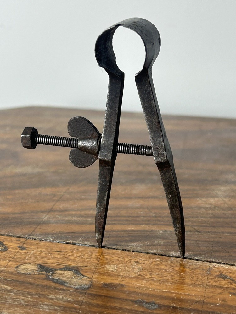 Mid-19th C. Spring Steel Draftsman’s Compass Divider, 9.5cm Antique Tool