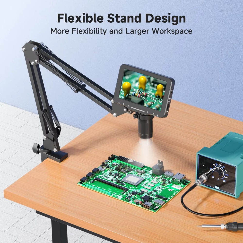 Flex Digital Microscope with 5Inch IPS Screen Soldering Microscope with Flexible