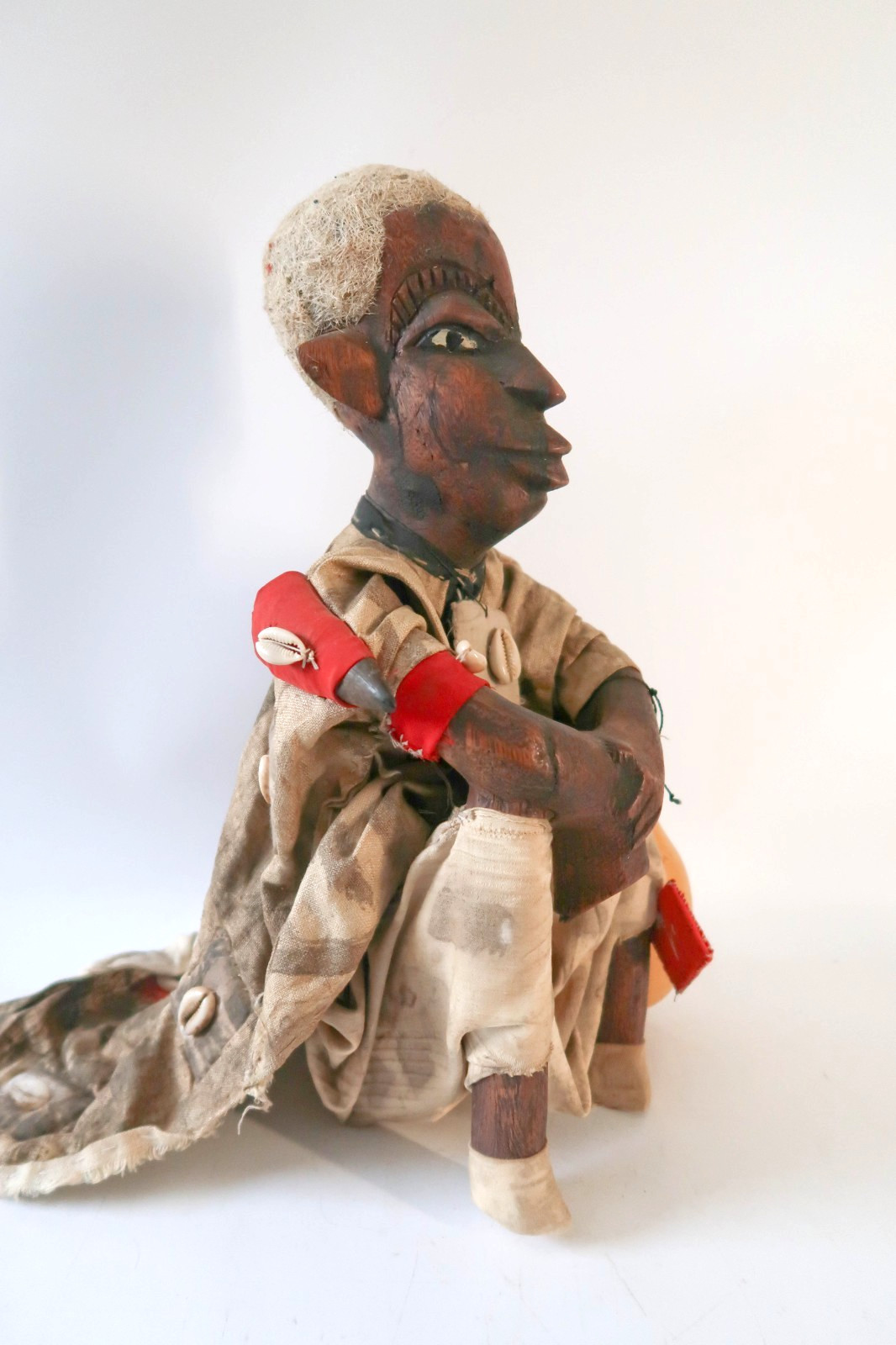 Large 15" Vintage Moroccan Folk Art Leather Doll Medicine Man Shaman Figurine