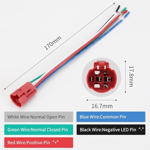 16mm Momentary Push Button Switch 12V DC On Off Self-Reset with Black Shell-Red