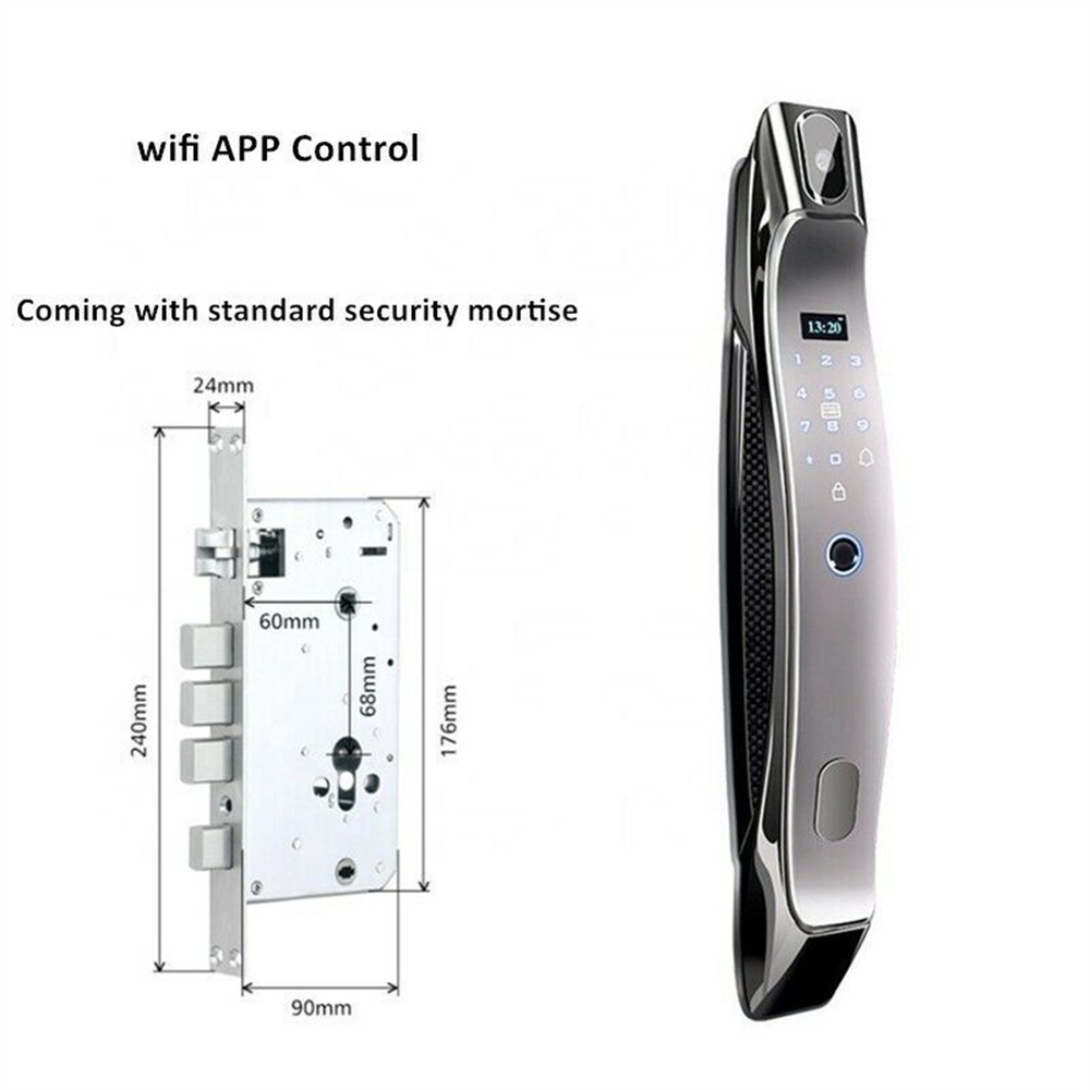3D Face Recognition Unlock Digital Door Lock With Camera FIngerprint Password