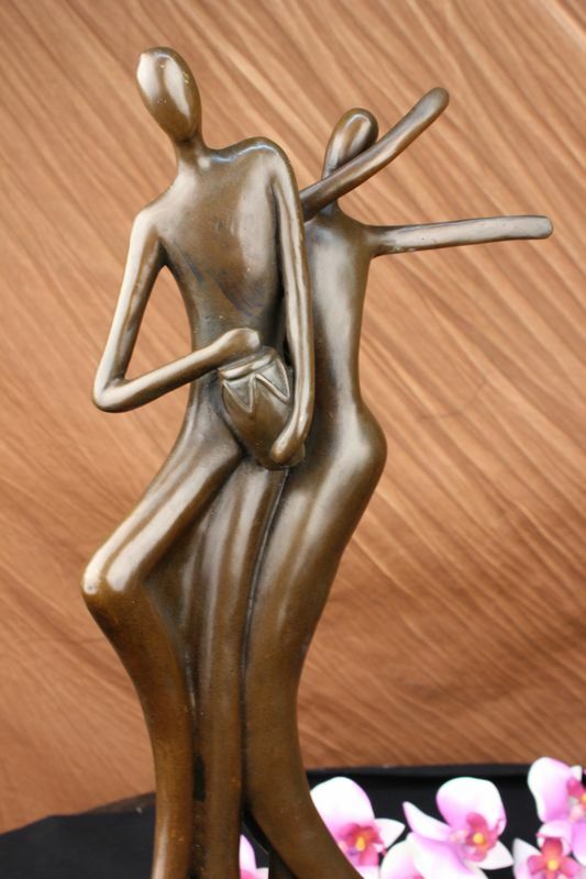Modern Dancer Statue- Solid Cast Bronze in Abstract Pose, 19 Inches Tall Statue