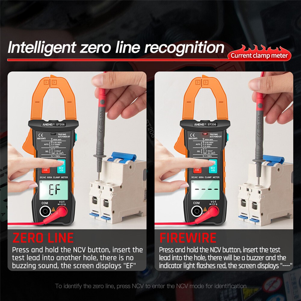 ST206 Digital Clamp Meter Auto Range Electrical Current Tester Measurement Tools