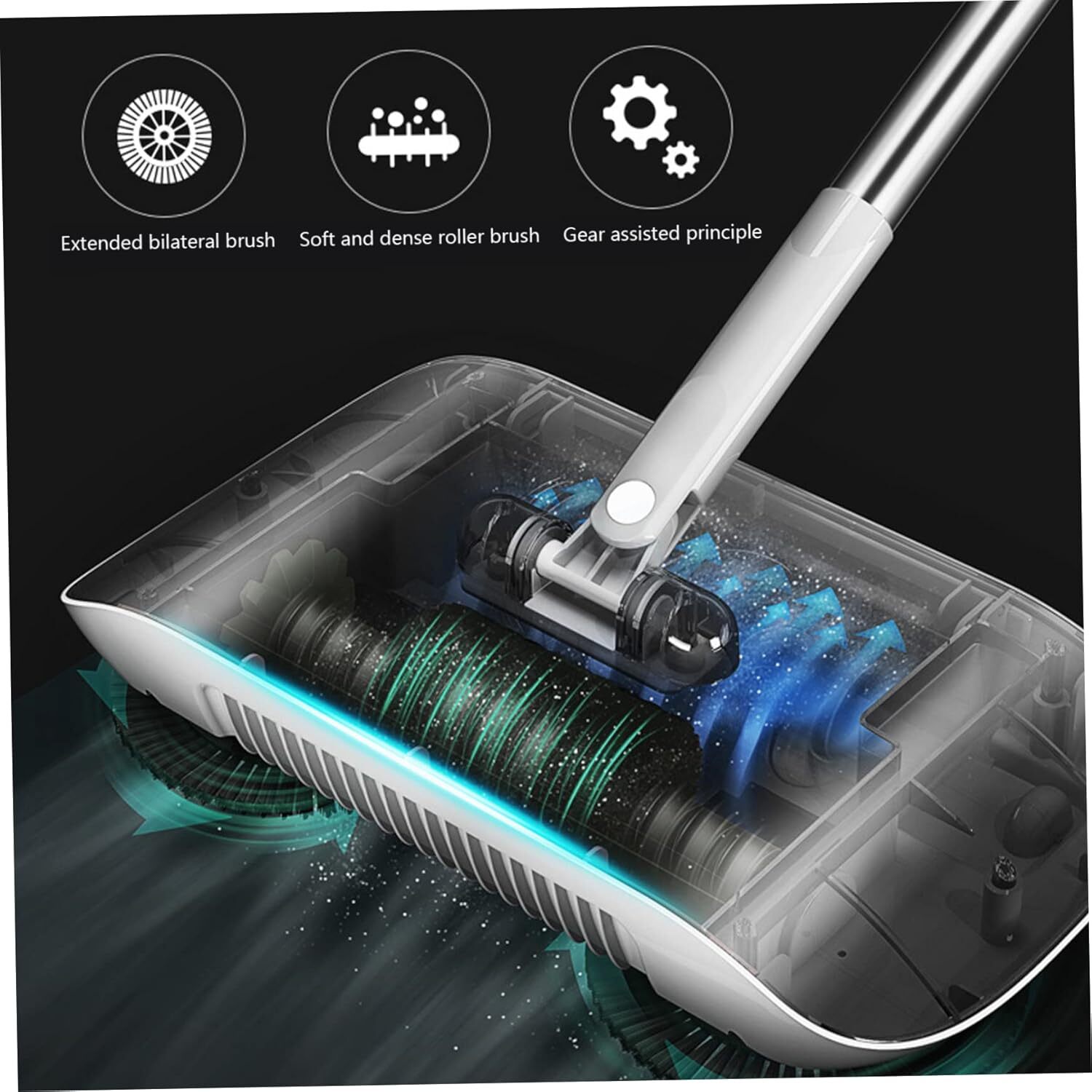 Wet/Dry Vacuum Cleaner Broom for Household Cleaning 180° Rotating Sweeping Mop