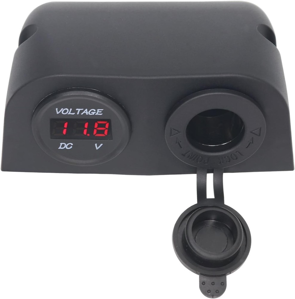 12-24 V Multi 2 Hole Tent Panel Cigarette Lighter Socket Dual Digital Voltmeter