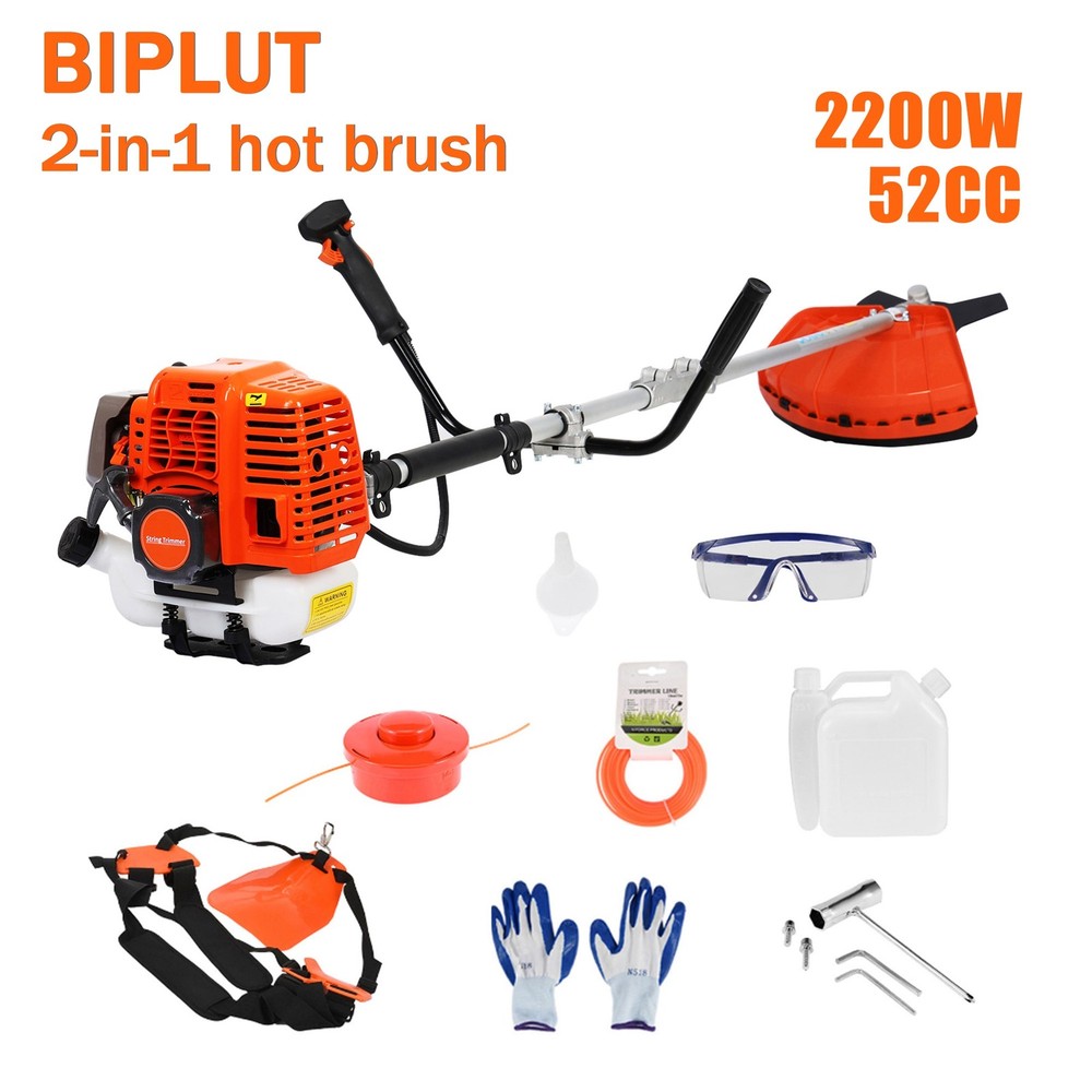 52CC 2-Stroke Weed Eater 2-in-1 Gas Hedge Trimmer Handheld String Trimmer