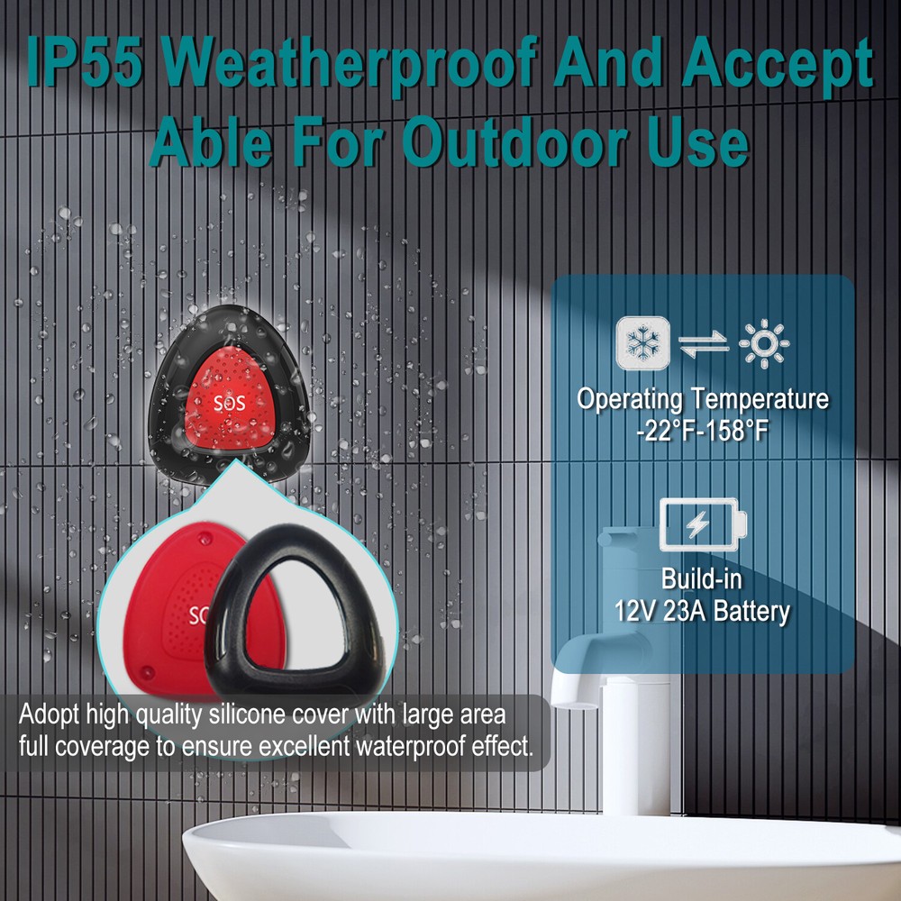 3 sos call button+1 bell,Elderly Assistance Products Emergency Bell Panic Button