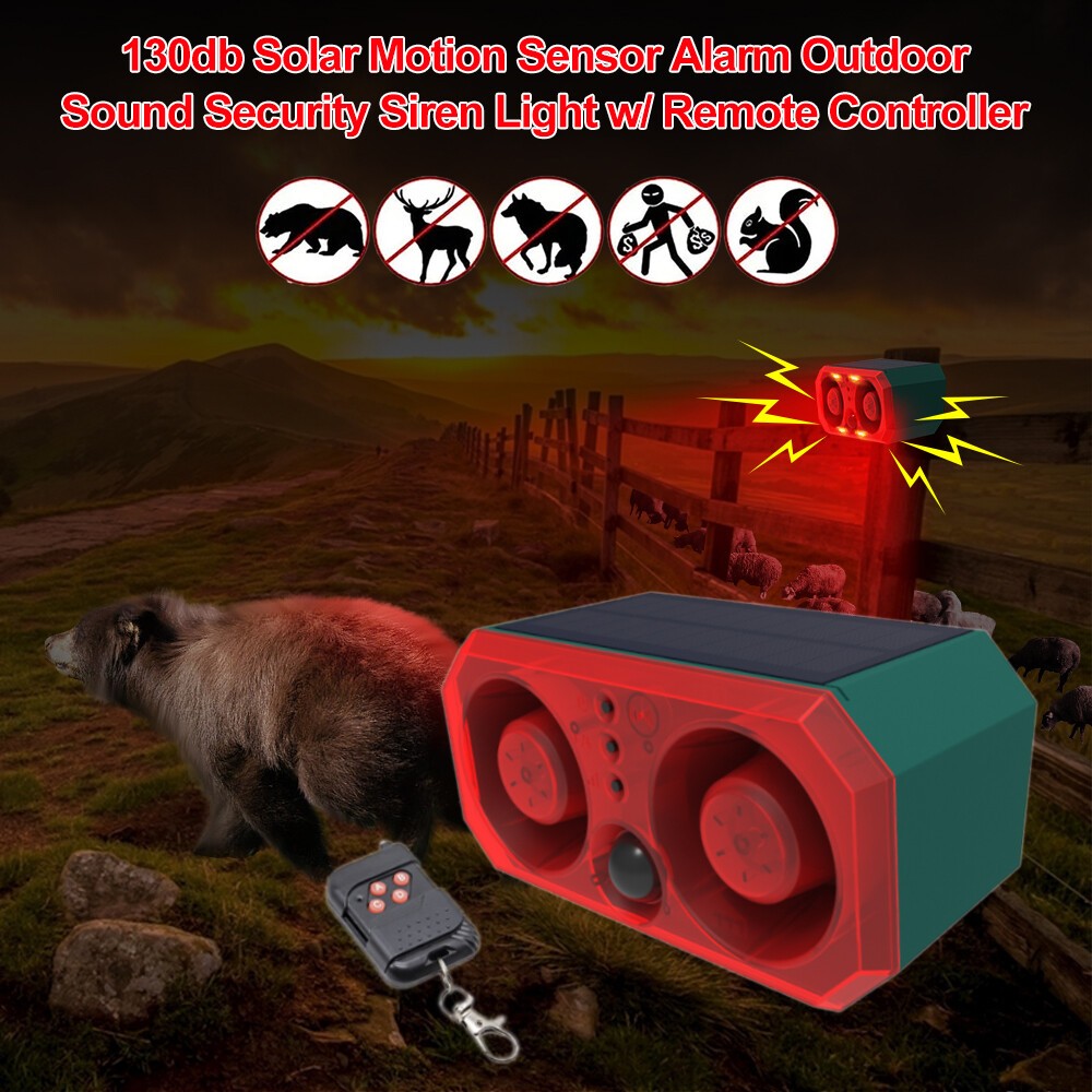 Solar Warning Light 130db with Motion Sensor and Remote
