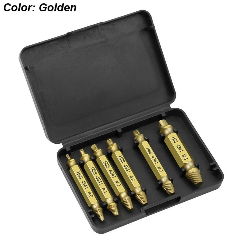 6pcs Damaged Screw Extractor Set: HSS Drill Bits Broken Stripped Remover Kit