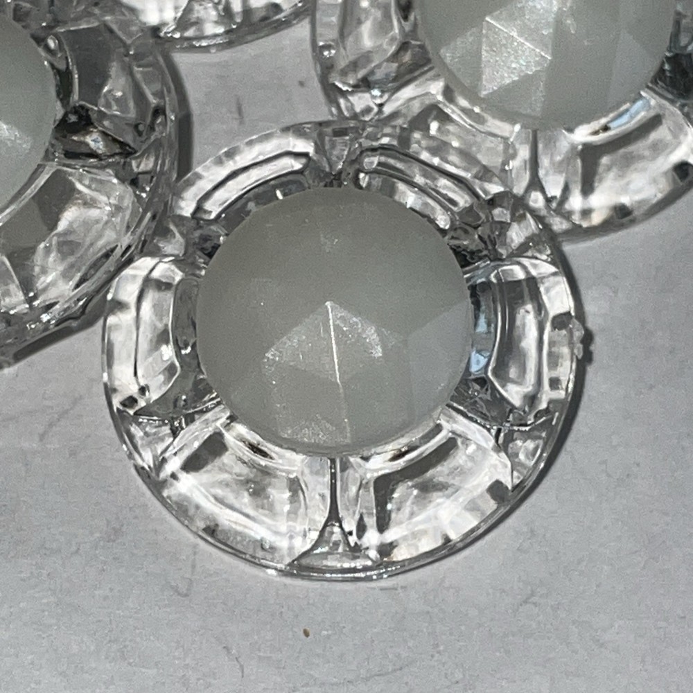 5 Plastic Clear Plastic & White Buttons Snap Together 7/8”