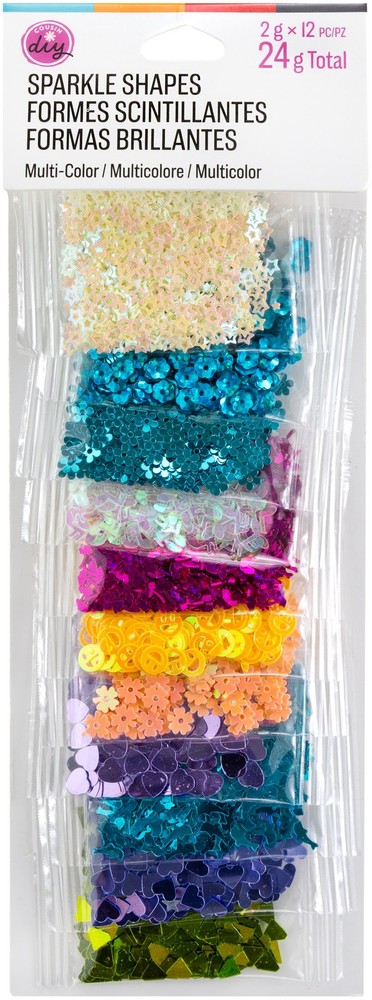 CousinDIY Sparkle Shapes 2g 12/Pkg-Multi-Colored - 3 Pack