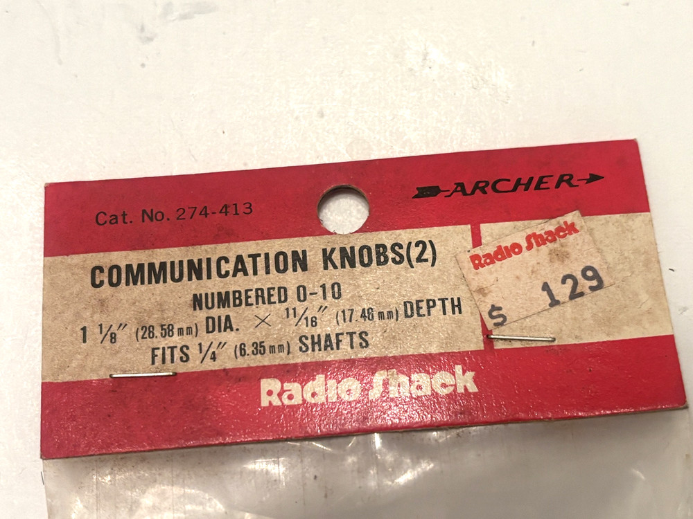 Archer Radio Shack 274-413 0-10 Numbered Communications Knob Knobs Pair Ham