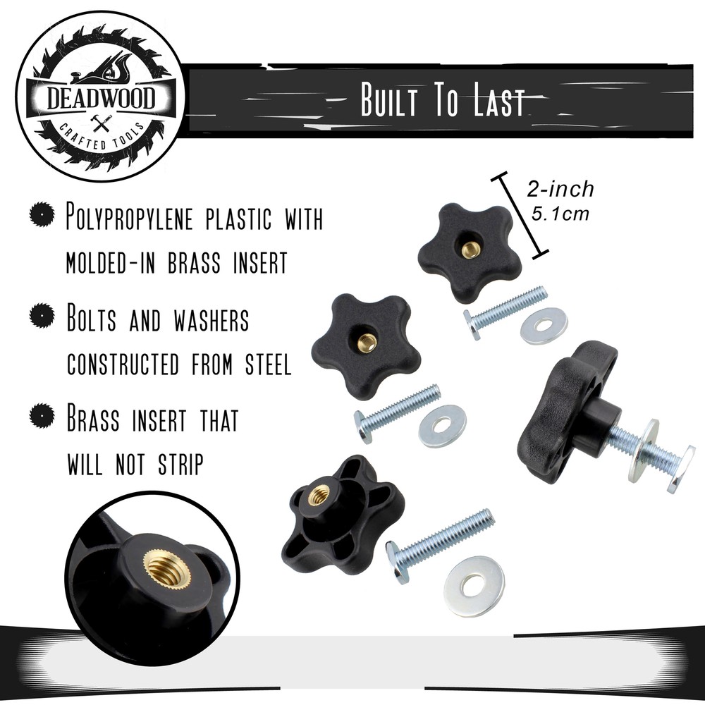 DCT | 5 Star Knobs Kit 5/16”-18 Threaded Knob Bolt with Knob Jig Knobs 4-Pack