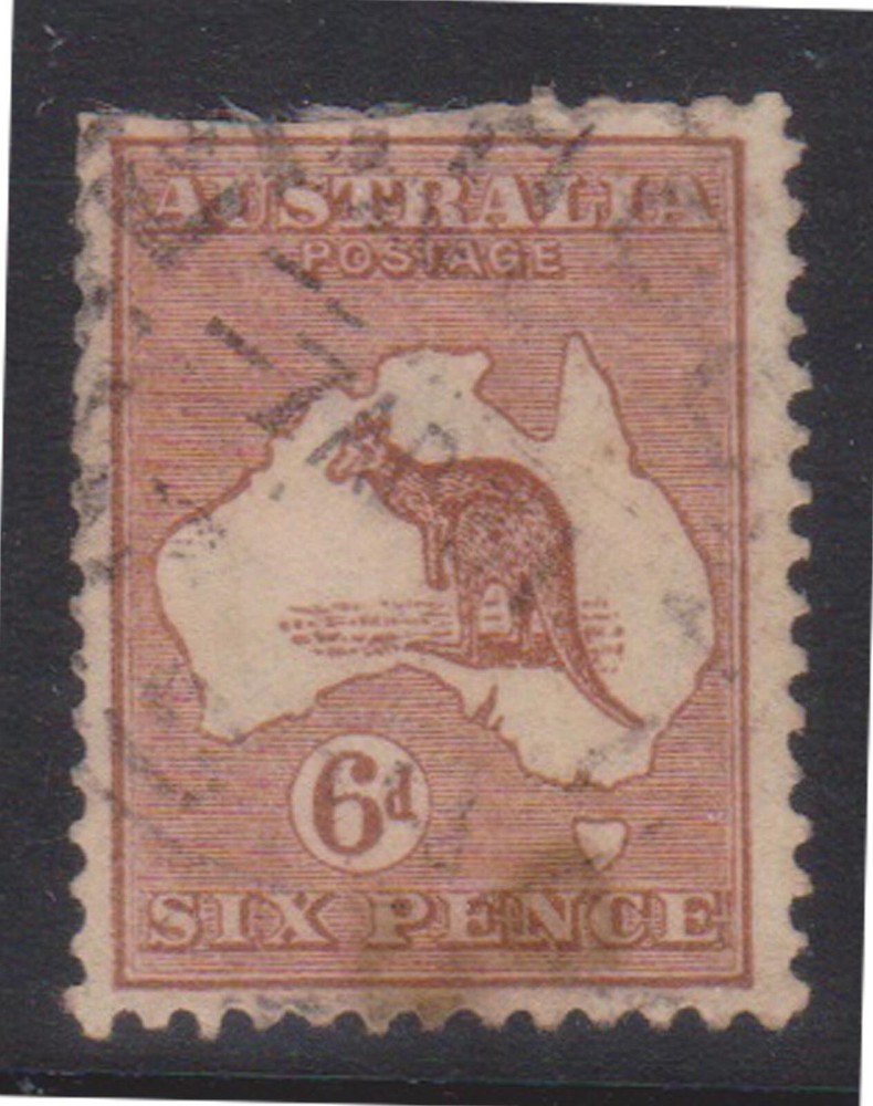 (F153-29) 1915 v6d brown kangaroo stamp(tone spots) (AD)